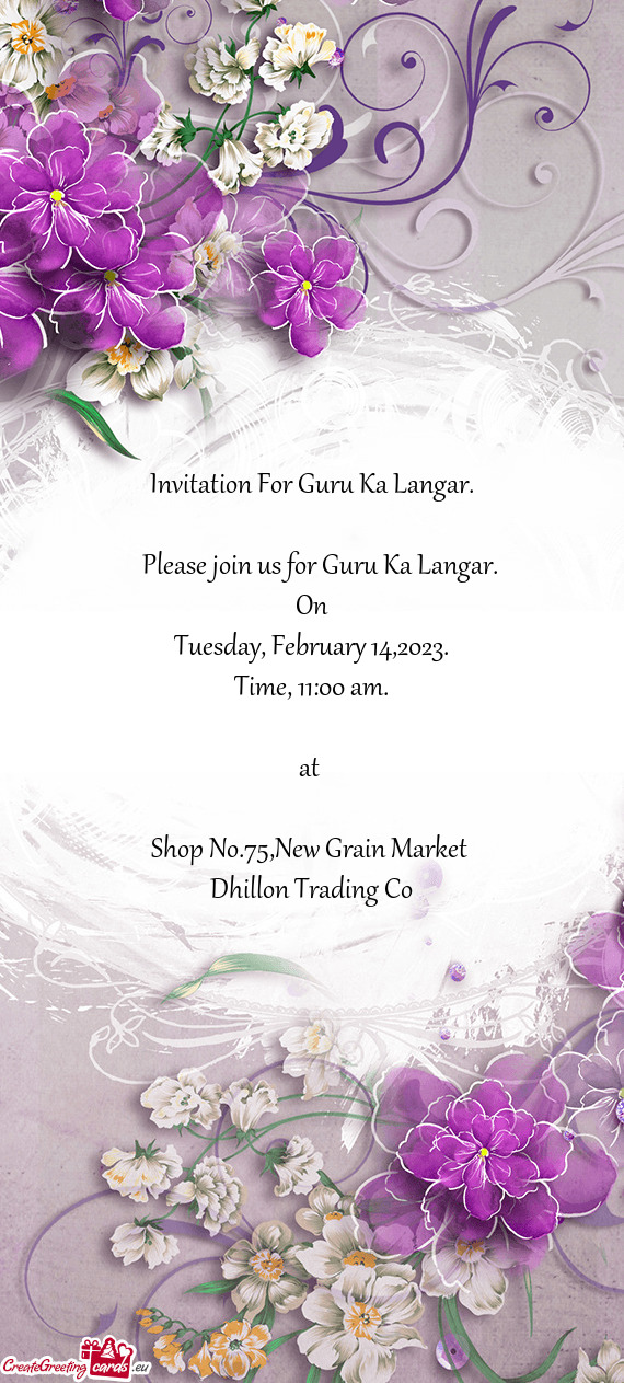 Invitation For Guru Ka Langar