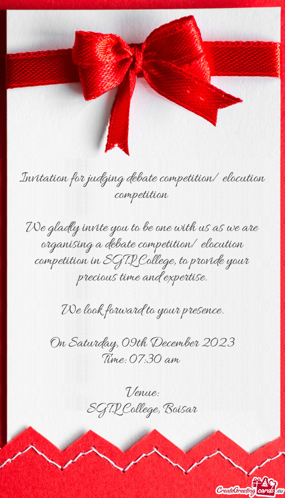 Invitation for judging debate competition/ elocution competition