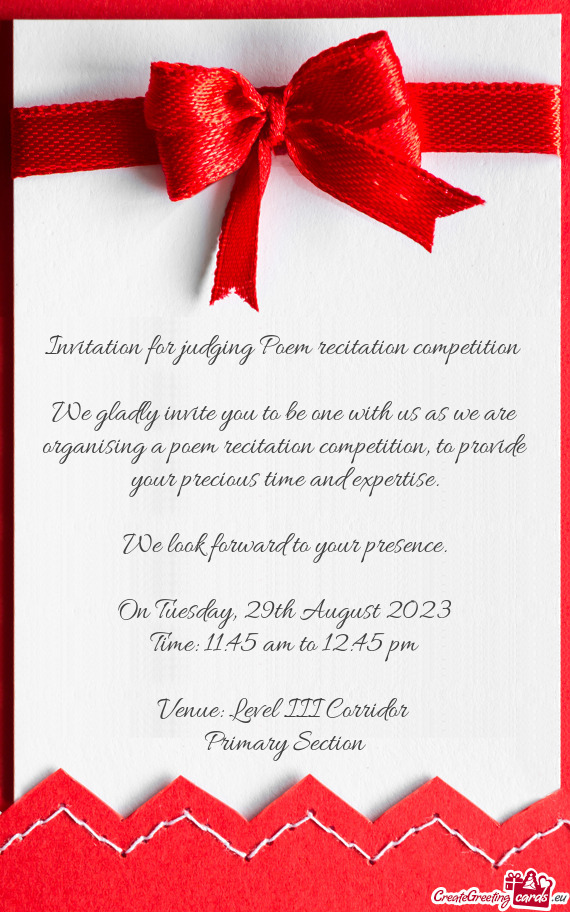 Invitation for judging Poem recitation competition