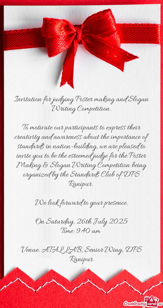 Invitation for judging Poster making and Slogan Writing Competition