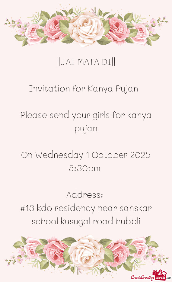 Invitation for Kanya Pujan🌷