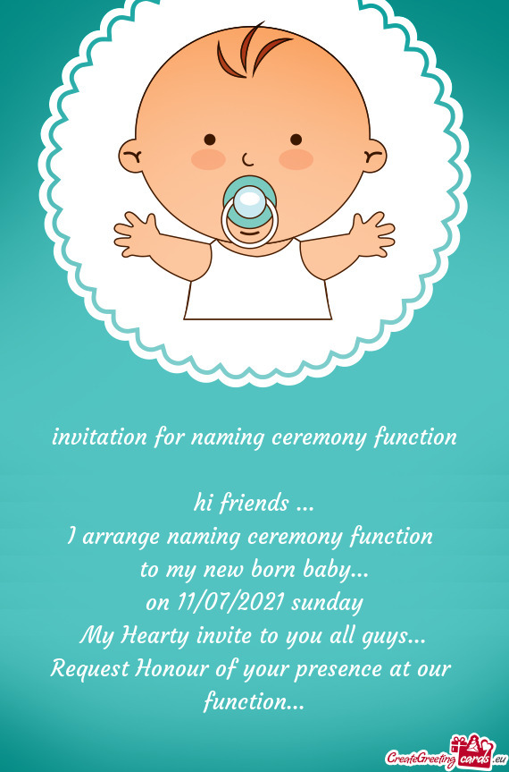 Invitation for naming ceremony function