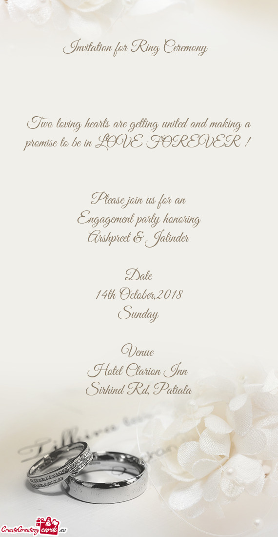 Invitation for Ring Ceremony - Free cards