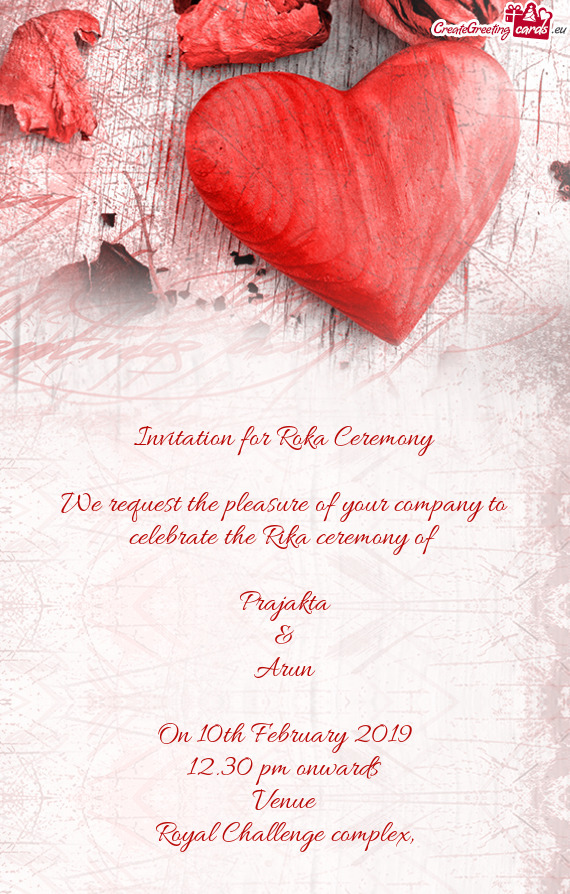 Invitation for Roka Ceremony