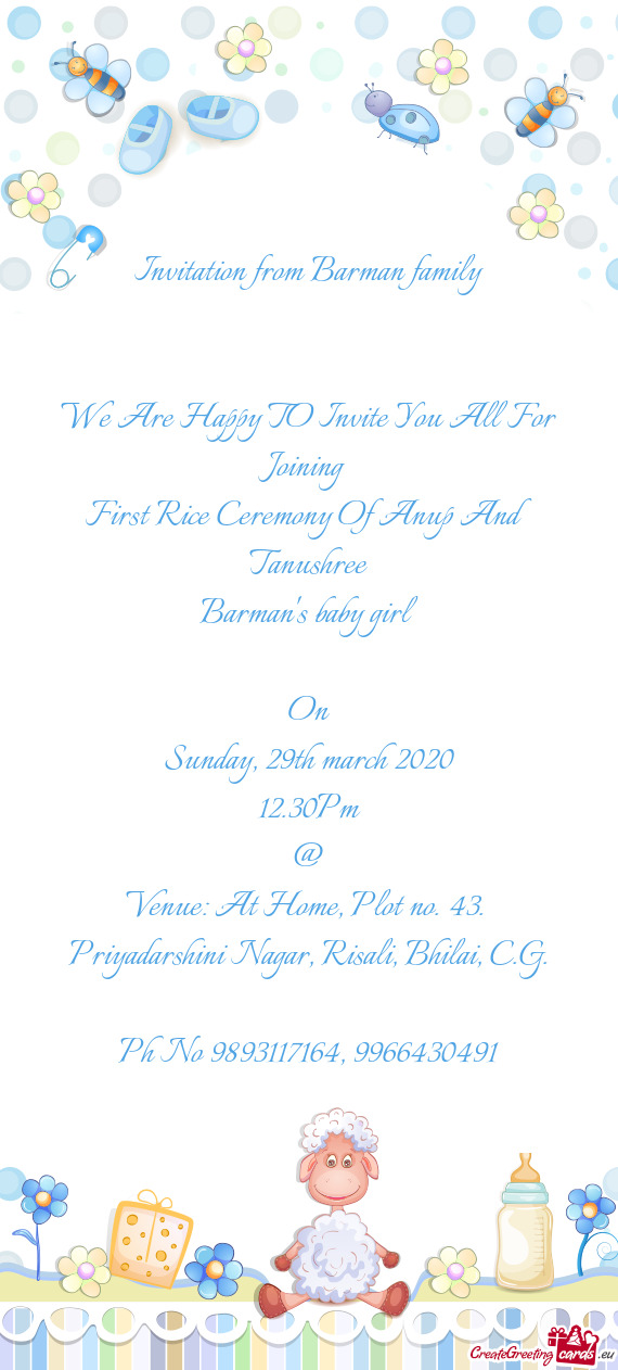 Invitation from Barman family