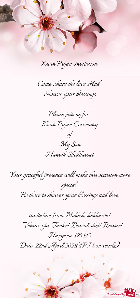 Invitation from Mahesh shekhawat