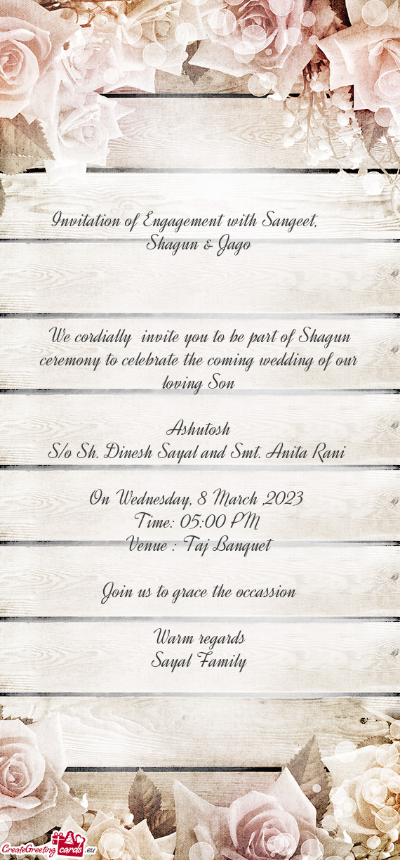 Invitation of Engagement with Sangeet