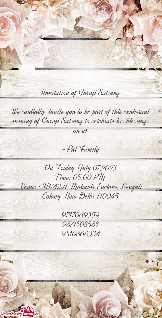Invitation of Guruji Satsang
