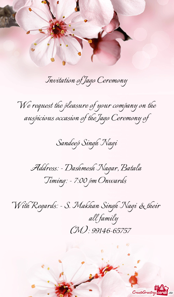 Invitation of Jago Ceremony