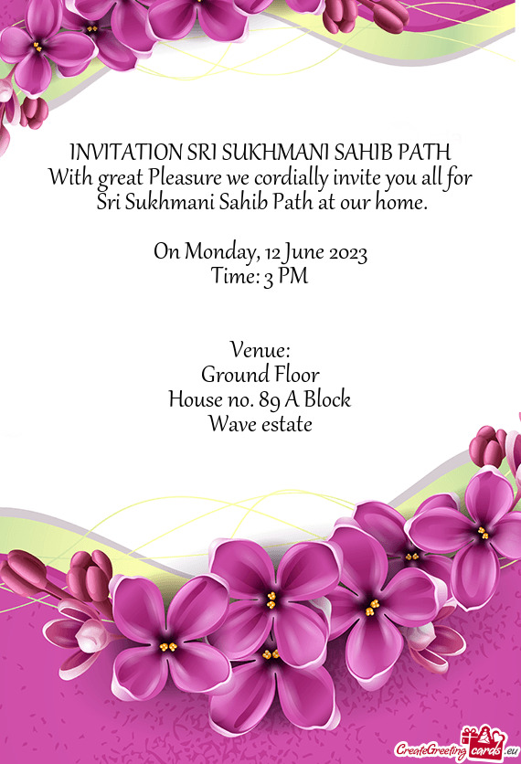 INVITATION SRI SUKHMANI SAHIB PATH
