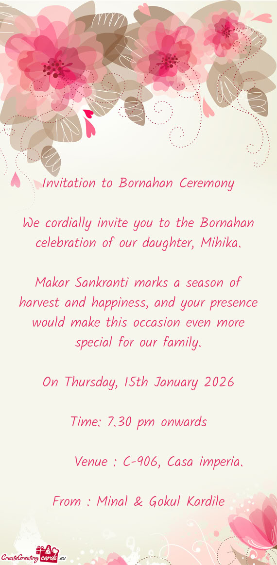 Invitation to Bornahan Ceremony