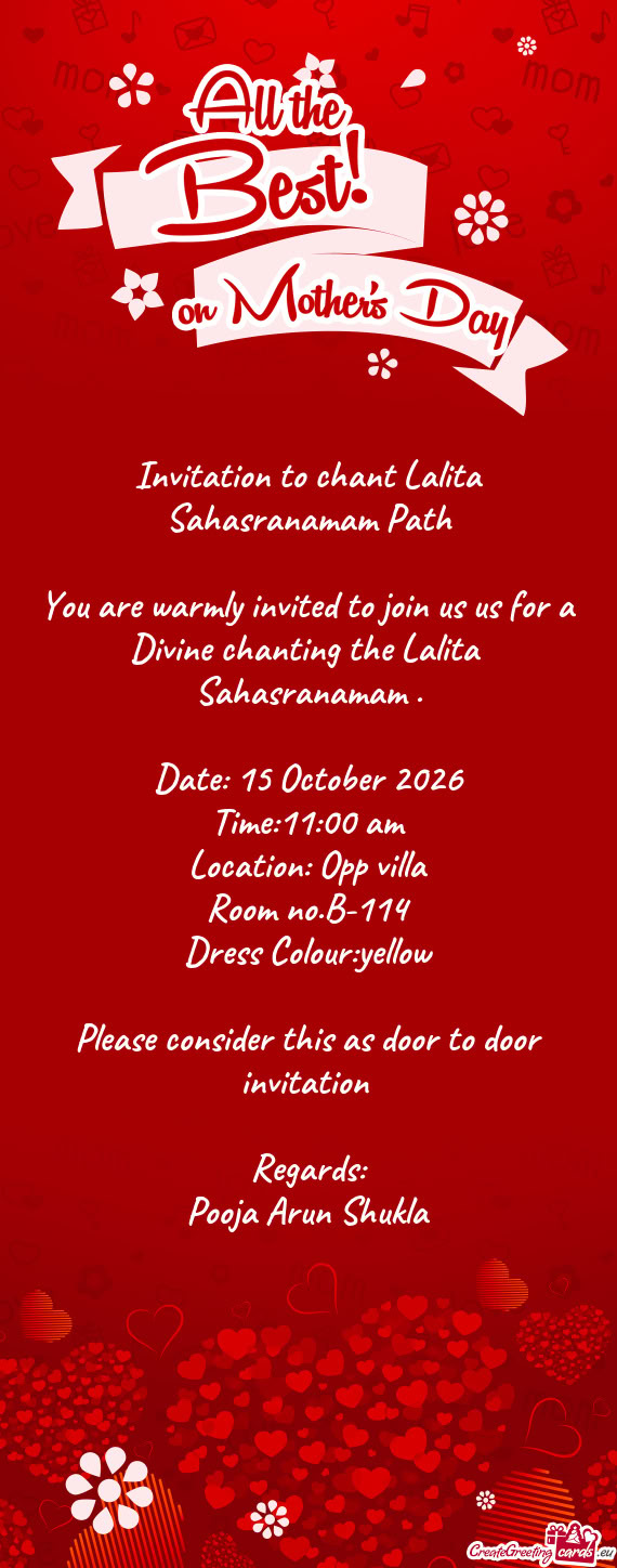 Invitation to chant Lalita Sahasranamam Path