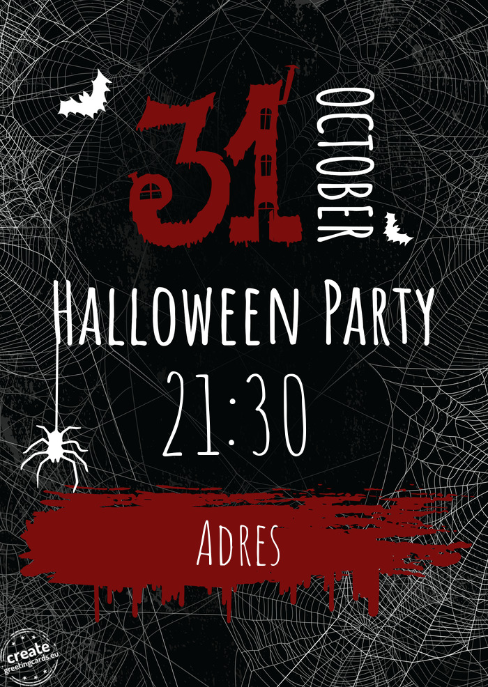 Invitation to the halloween party Adres at 21:30