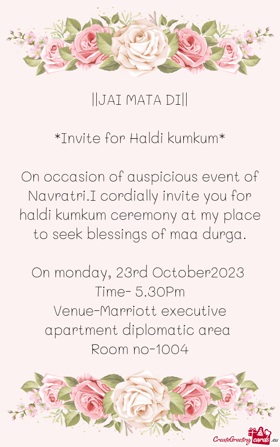 Invite for Haldi kumkum