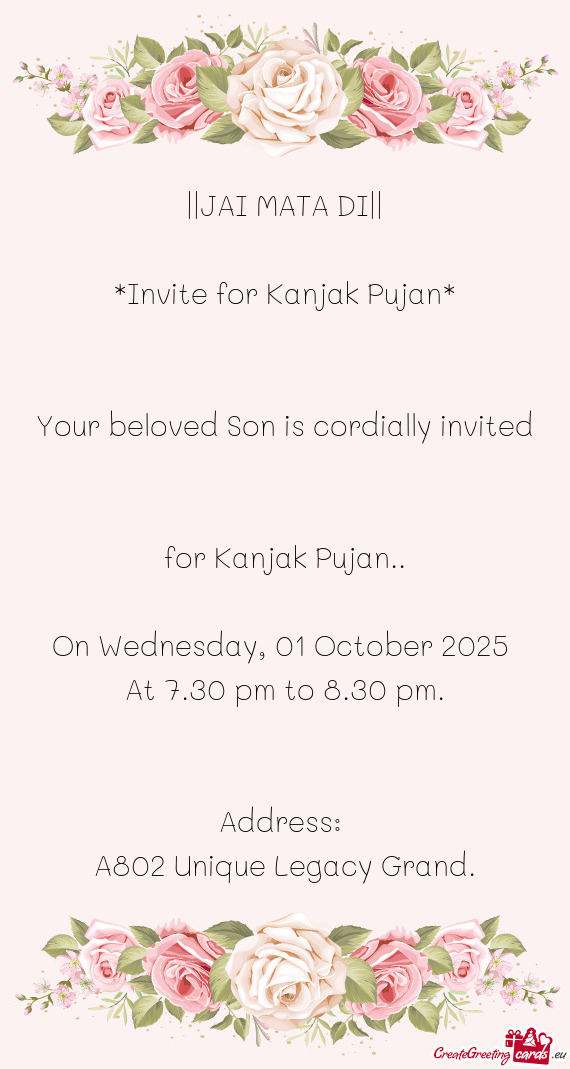 Invite for Kanjak Pujan