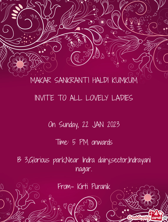 INVITE TO ALL LOVELY LADIES