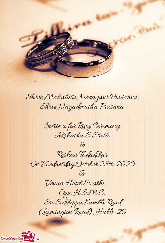 Invite u for Ring Ceremony
