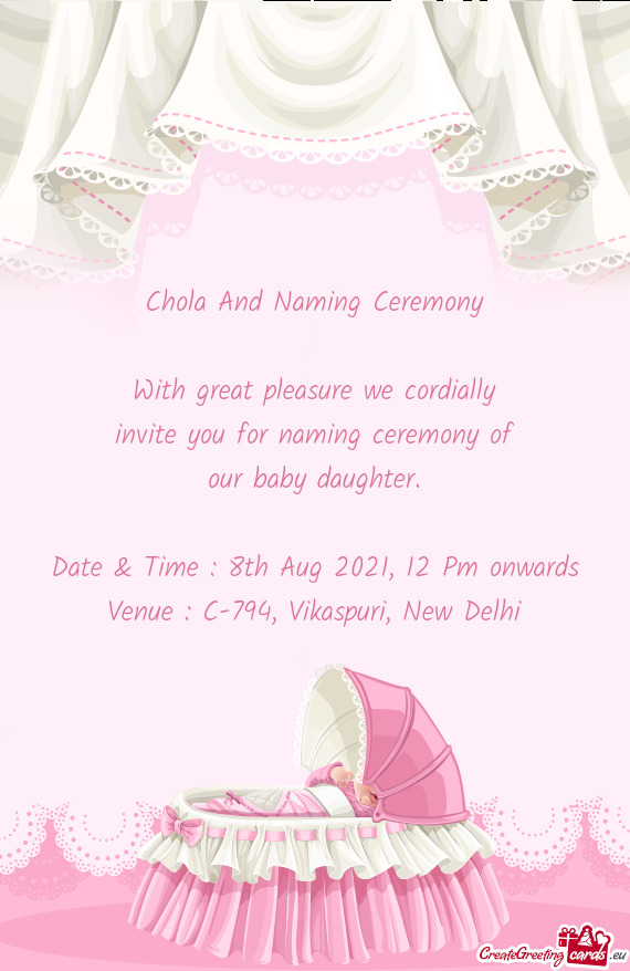 Invite you for naming ceremony of