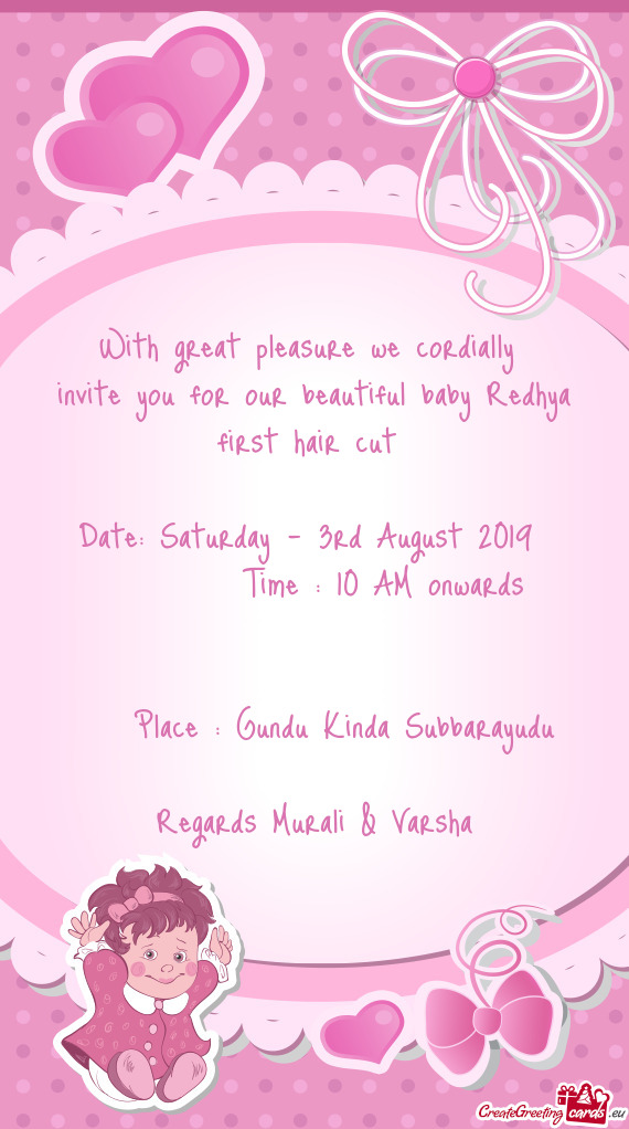 Invite you for our beautiful baby Redhya first hair cut