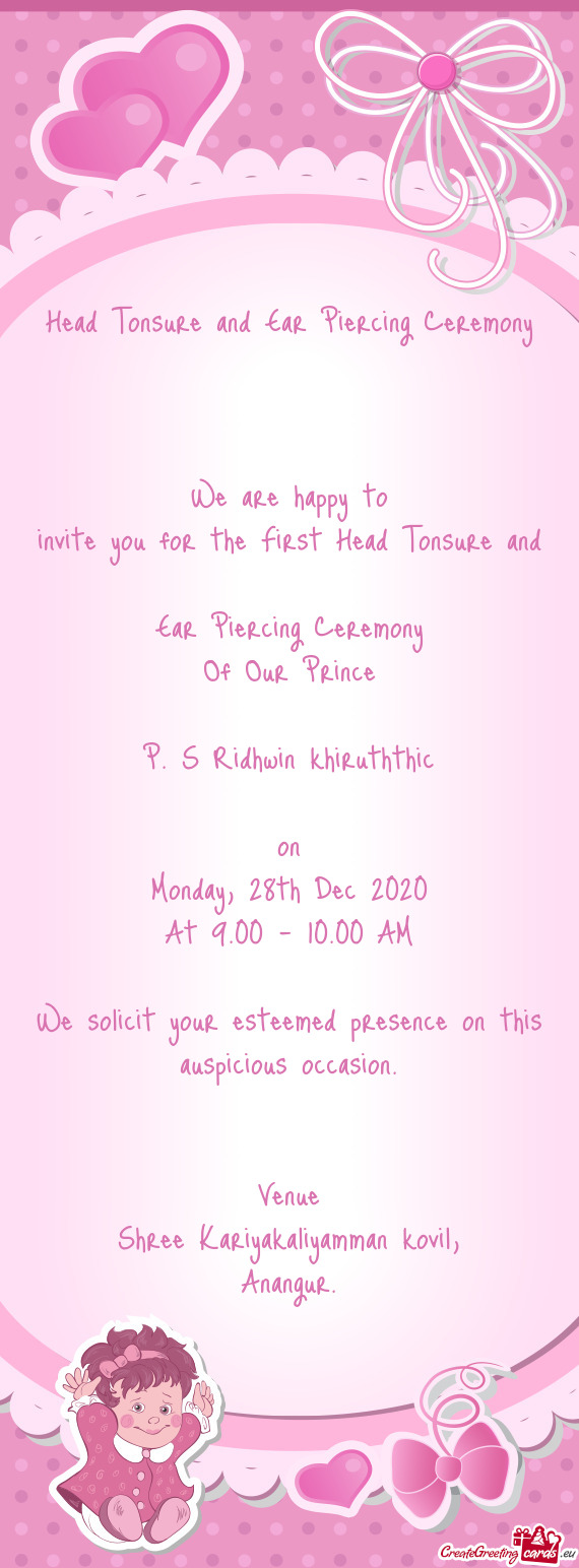 Invite you for the First Head Tonsure and