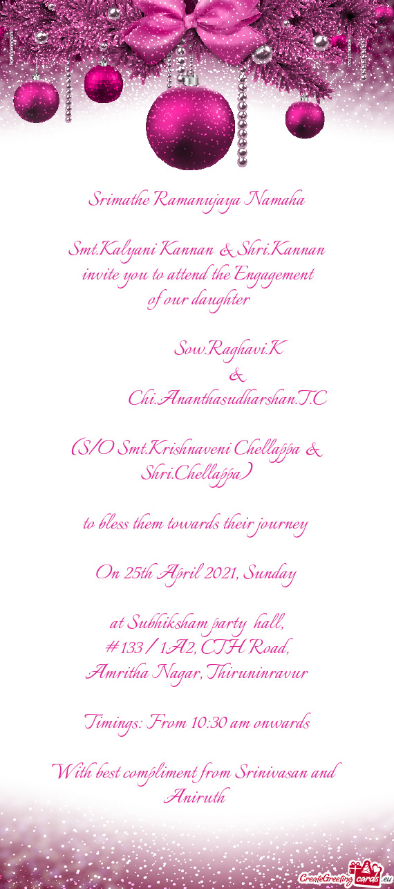 Invite you to attend the Engagement