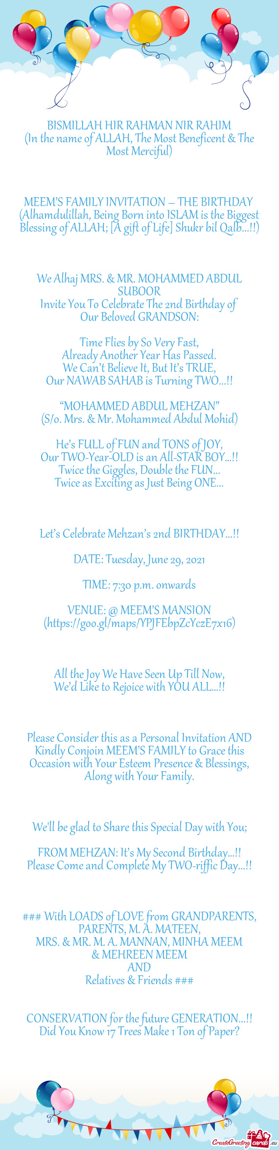 Invite You To Celebrate The 2nd Birthday of