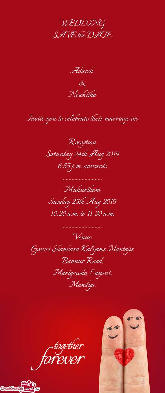Invite you to celebrate their marriage on - Free cards