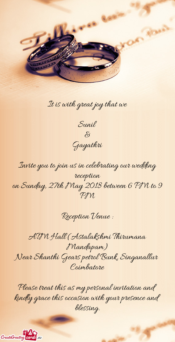 Invite You To Join Us In Celebrating Our Wedding Reception - Free Cards