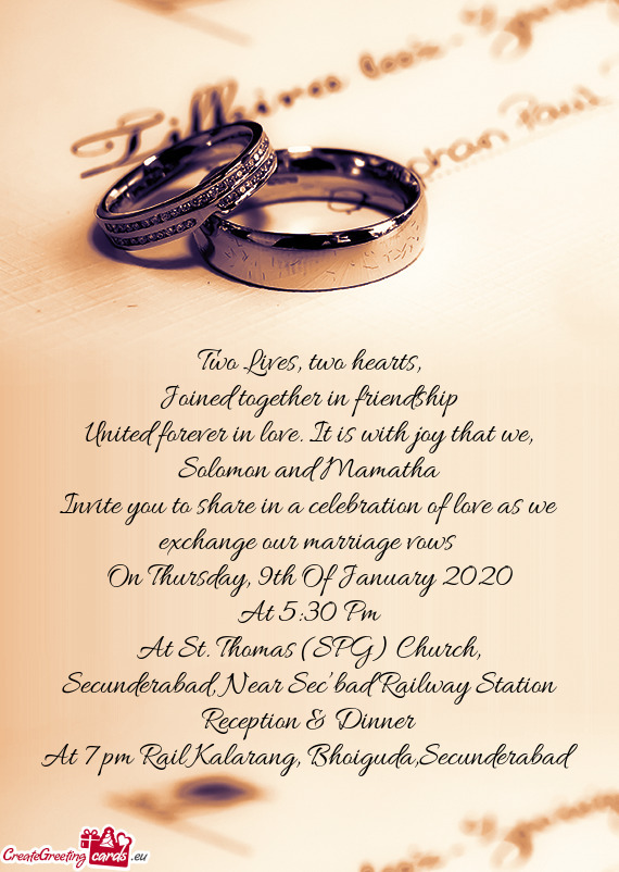 Invite you to share in a celebration of love as we exchange our marriage vows