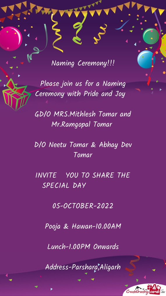 INVITE YOU TO SHARE THE SPECIAL DAY
