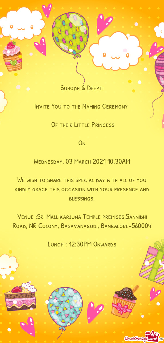 Invite You to the Naming Ceremony