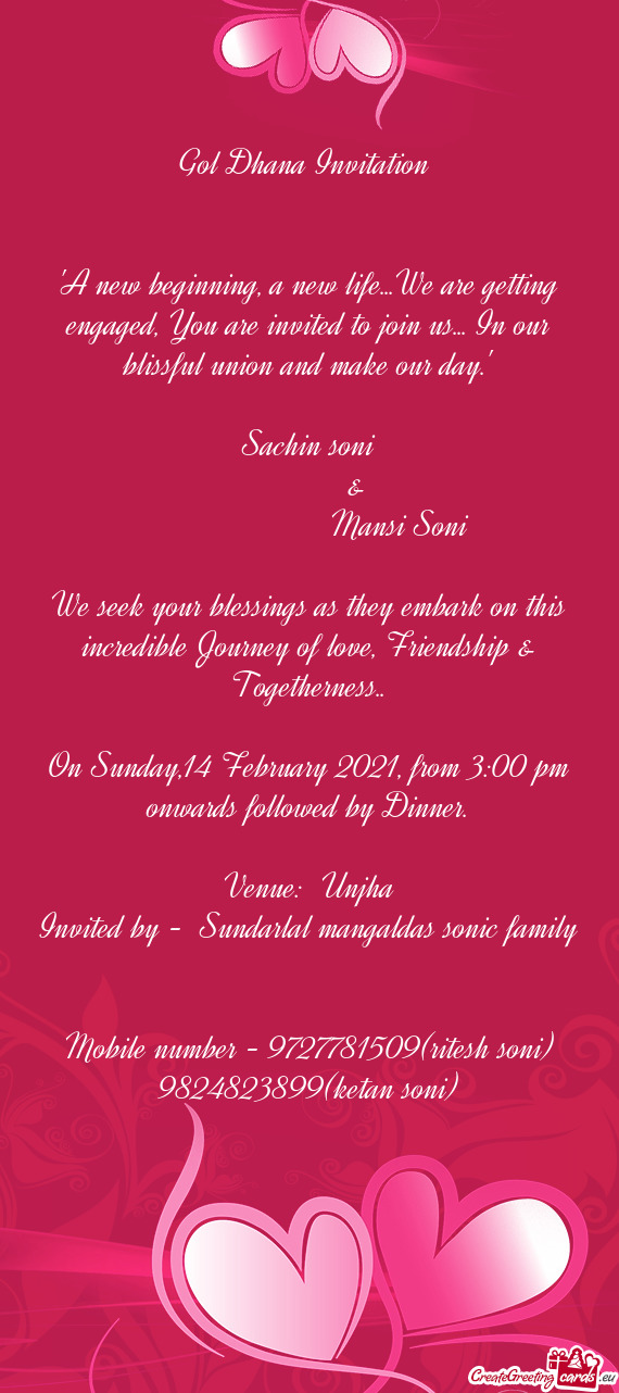 Invited by - Sundarlal mangaldas sonic family