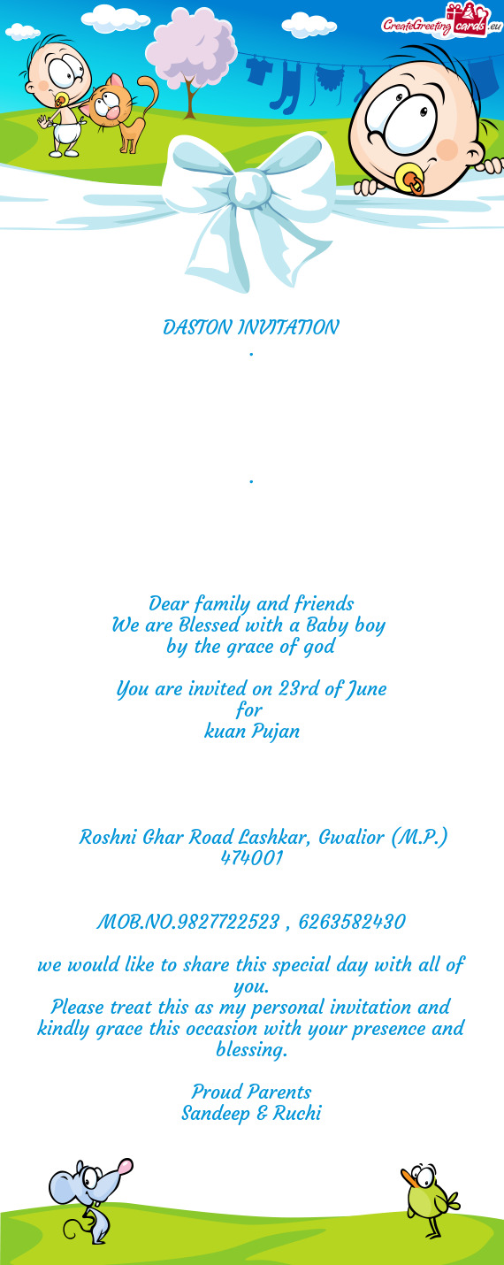 Invited on 23rd of June for kuan Pujan    Roshni Ghar Road Lashkar