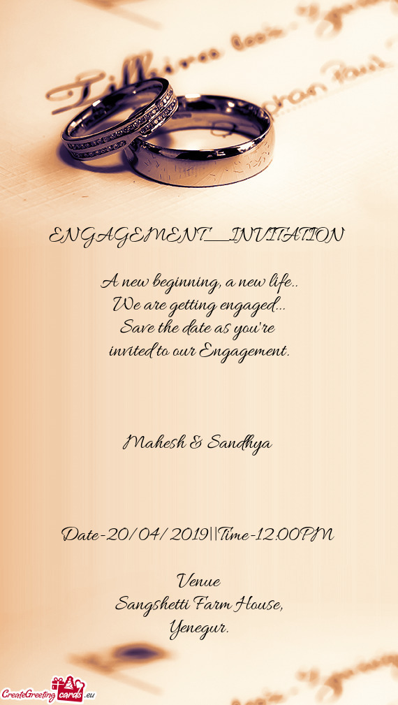 Invited to our Engagement