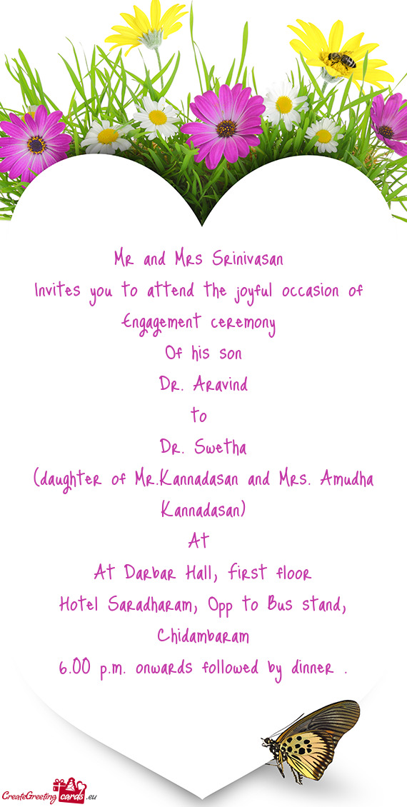 Invites you to attend the joyful occasion of