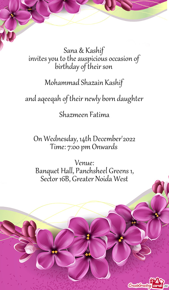Invites you to the auspicious occasion of