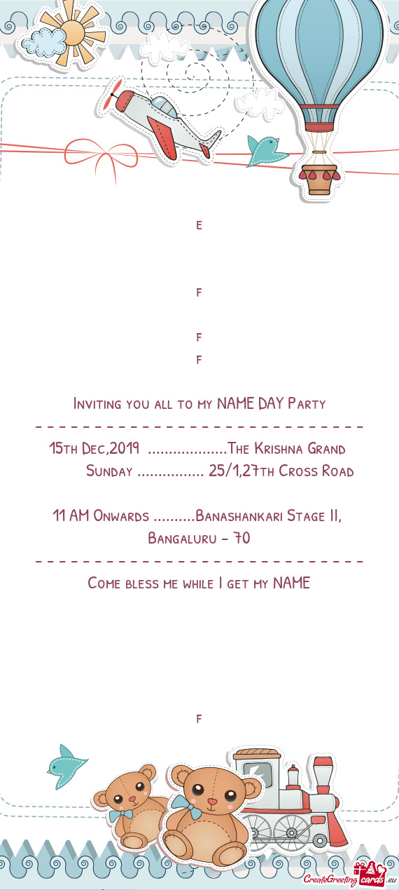 Inviting you all to my NAME DAY Party