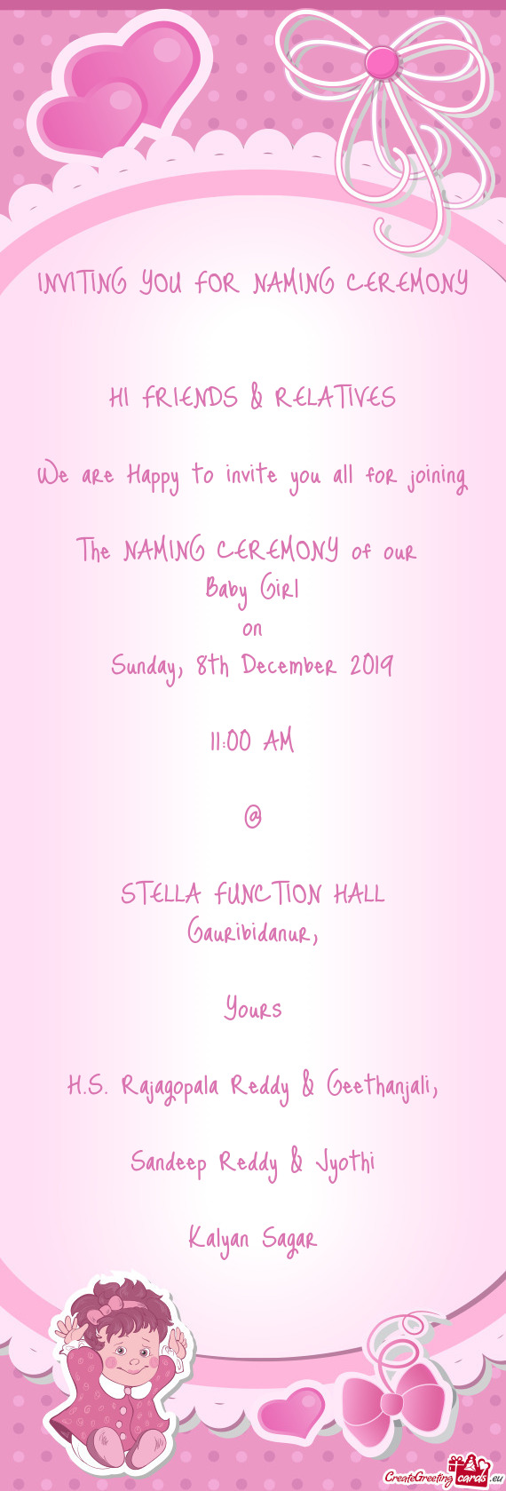 INVITING YOU FOR NAMING CEREMONY