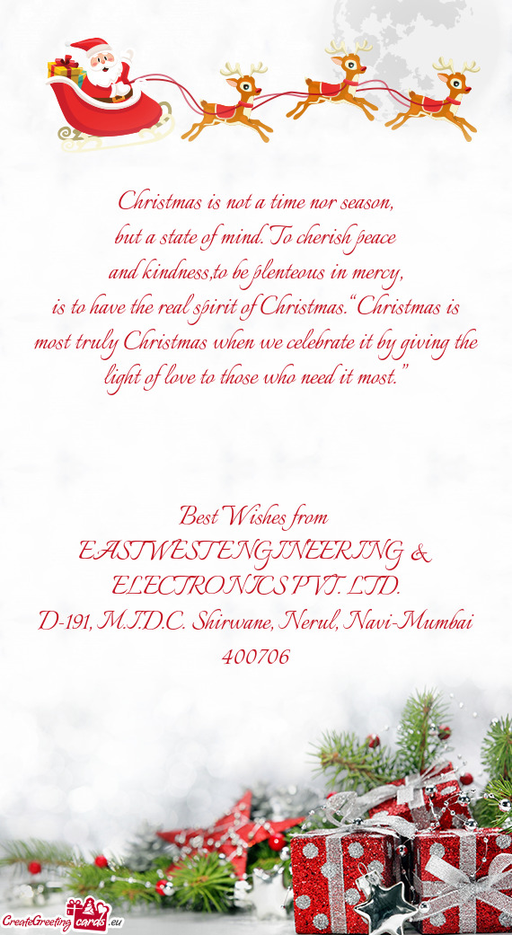 Is to have the real spirit of Christmas.“Christmas is most truly Christmas when we celebrate it by