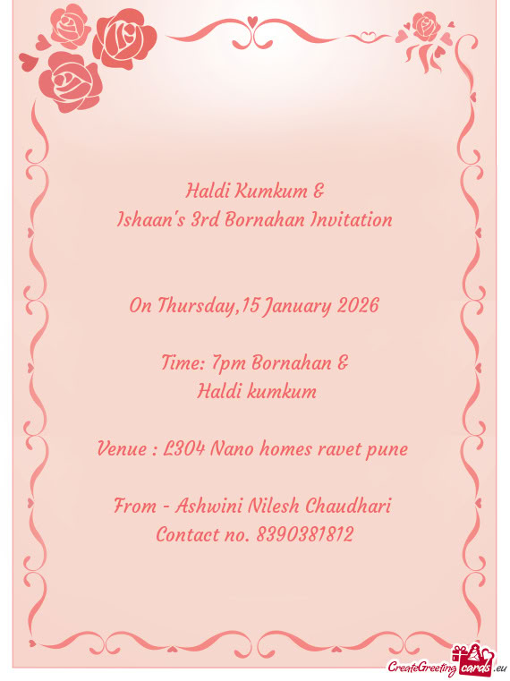 Ishaan's 3rd Bornahan Invitation