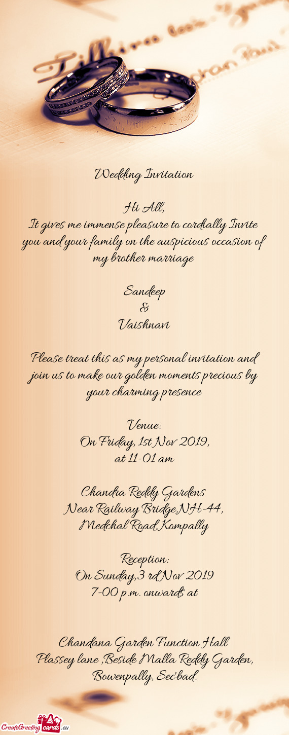 It gives me immense pleasure to cordially Invite