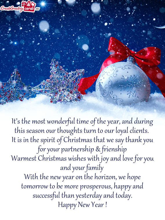 It is in the spirit of Christmas that we say thank you for your partnership & frienship