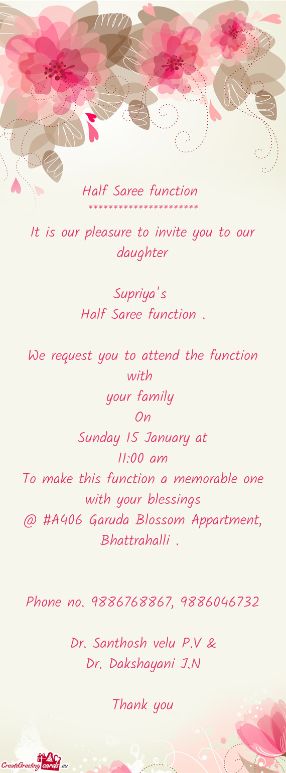 It is our pleasure to invite you to our daughter