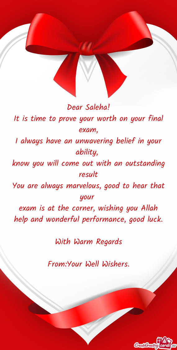 It is time to prove your worth on your final exam