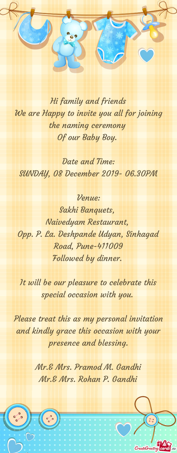 It will be our pleasure to celebrate this special occasion with you