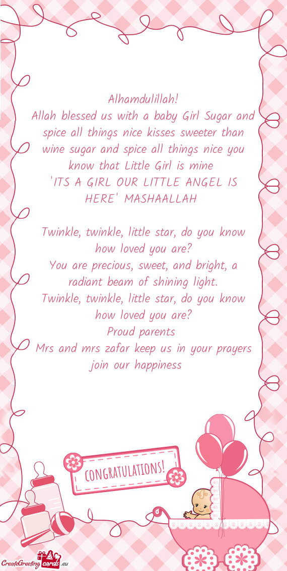 "ITS A GIRL OUR LITTLE ANGEL IS HERE" MASHAALLAH