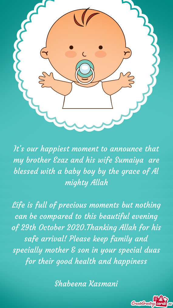 It’s our happiest moment to announce that my brother Ezaz and his wife Sumaiya are blessed with a