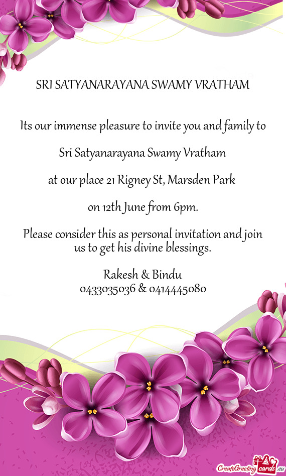 Its our immense pleasure to invite you and family to