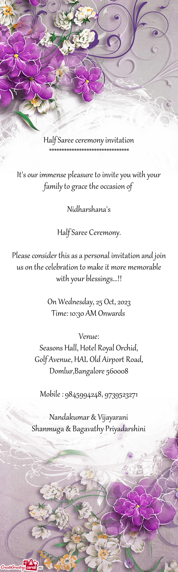 It's our immense pleasure to invite you with your family to grace the occasion of