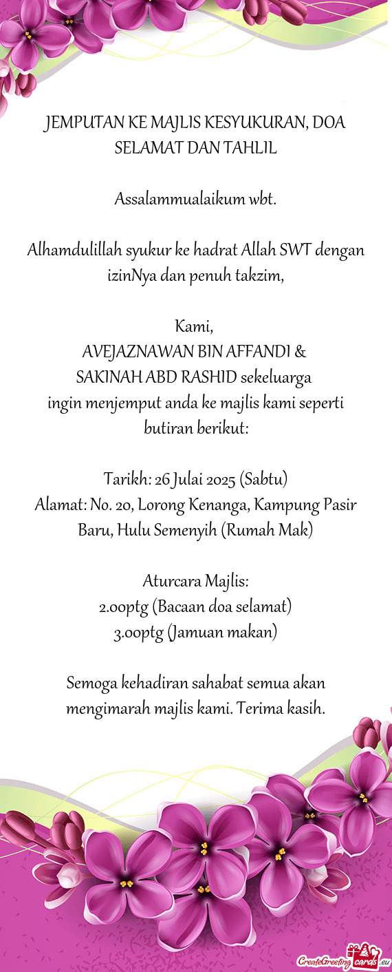 IzinNya dan penuh takzim